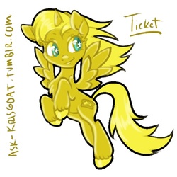 Size: 500x500 | Tagged: safe, artist:krisgoat, oc, oc only, oc:ticket, alicorn, pony, alicorn oc, solo