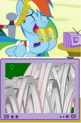 Size: 566x851 | Tagged: safe, rainbow dash, g4, exploitable meme, microsoft windows, solitaire, tv meme, winning