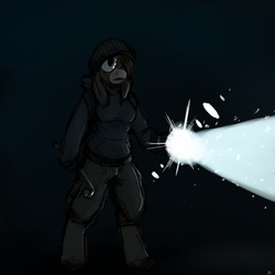 Size: 1280x1280 | Tagged: safe, artist:gordonfreeguy, donkey, anthro, femdonk, flashlight (object), freckles, hat, jenny