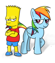 Size: 823x949 | Tagged: safe, artist:larrychan, rainbow dash, g4, bart simpson, crossover, male, the simpsons