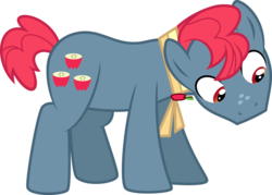 Size: 1280x916 | Tagged: safe, artist:toughbluff, apple split, earth pony, pony, apple family reunion, g4, apple family member, cute, looking down, male, simple background, solo, stallion, transparent background, vector