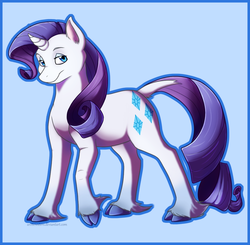 Size: 991x972 | Tagged: safe, artist:arcticwaters, rarity, classical unicorn, g4, artiodactyl, cloven hooves, female, horn, simple background, solo, unshorn fetlocks