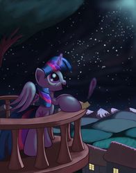 Size: 1100x1400 | Tagged: safe, artist:grennadder, twilight sparkle, alicorn, pony, g4, big hooves, female, magic, mare, night, quill, solo, twilight sparkle (alicorn)