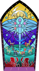 Size: 1014x1838 | Tagged: safe, artist:xenoneal, princess celestia, princess luna, oc, g4, .svg available, armor, stained glass, svg, vector