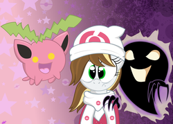 Size: 1390x996 | Tagged: safe, artist:daniel-sg, oc, oc:aurora chiaro, hoppip, creepypasta, pokémon