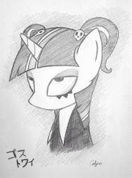 Size: 762x1024 | Tagged: safe, artist:celysus, twilight sparkle, ask-gothtwi, g4, female, monochrome, solo