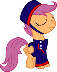 Size: 900x1148 | Tagged: safe, artist:orschmann, scootaloo, pegasus, pony, g4, clothes, eyes closed, female, filly, foal, scootagram, simple background, solo, telegram, transparent background, uniform, vector