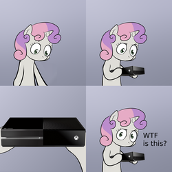 Size: 2000x2000 | Tagged: safe, sweetie belle, g4, exploitable meme, meme, sweetie's note meme, wtf, xbox one