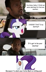 Size: 500x782 | Tagged: safe, rarity, g4, comic sans, dumb rock, dwayne johnson, filly, swapped cutie marks, the rock, what my cutie mark is telling me