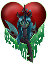 Size: 4263x5737 | Tagged: safe, artist:pridark, queen chrysalis, changeling, changeling queen, g4, absurd resolution, crown, female, heart, jewelry, regalia, simple background, solo, transparent background
