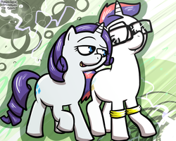 Size: 1000x800 | Tagged: safe, artist:pokehidden, rarity, oc, g4, flirting, glasses