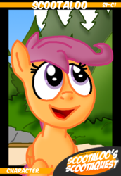 Size: 759x1101 | Tagged: safe, artist:ajmstudios, scootaloo, g4, card, collector cards, female, scootaloo's scootaquest cards, solo, trading card