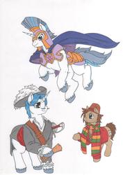 Size: 2492x3510 | Tagged: safe, artist:mohawkrex, doctor whooves, fancypants, shining armor, time turner, g4