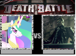 Size: 848x616 | Tagged: safe, princess celestia, g4, albert wesker, death battle, equestria is doomed, resident evil, this will end in death, wesker