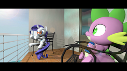 Size: 1920x1080 | Tagged: dead source, safe, artist:udacom, rarity, spike, dragon, pony, g4, 3d, female, gmod, male, mare