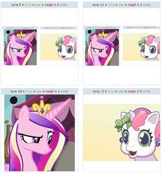 Size: 526x567 | Tagged: safe, princess cadance, sweetie belle (g3), g3, g3.5, g4, newborn cuties, exploitable meme, juxtaposition, juxtaposition win, juxtaposition winception