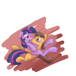 Size: 2000x2000 | Tagged: safe, artist:ponygoggles, caramel, twilight sparkle, earth pony, pony, g4, blushing, duo, female, male, mare, ship:caralight, shipping, stallion, straight