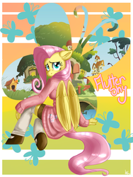 Size: 1080x1440 | Tagged: safe, artist:annakitsun3, fluttershy, anthro, g4, clothes, female, solo, sweater, sweatershy