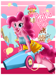 Size: 1080x1440 | Tagged: safe, artist:annakitsun3, pinkie pie, earth pony, anthro, g4, female, party cannon, solo, unshorn fetlocks