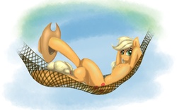 Size: 1920x1200 | Tagged: safe, artist:lightf4lls, applejack, earth pony, semi-anthro, g4, female, hammock, solo