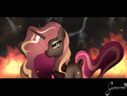 Size: 1584x1200 | Tagged: safe, artist:gamermac, nightmare rarity, pony, unicorn, g4, spoiler:comic, dark, female, fire, lightning, mare, nightmare grayity, solo