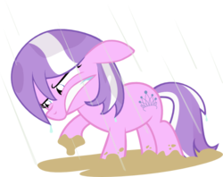 Size: 600x474 | Tagged: safe, artist:magerblutooth, diamond tiara, earth pony, pony, g4, female, filly, foal, missing accessory, mud, rain, simple background, solo, tiarabuse, transparent background, wet mane