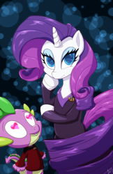 Size: 647x1000 | Tagged: safe, artist:riznof, rarity, spike, g4, deanna troi, female, male, ship:sparity, shipping, star trek, star trek: the next generation, straight, william riker