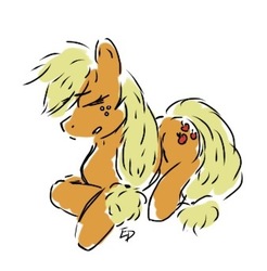 Size: 338x343 | Tagged: safe, artist:saxopony21, applejack, g4, female, simple background, sleeping, solo