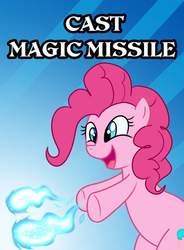 Size: 699x948 | Tagged: artist needed, safe, pinkie pie, g4, female, magic, magic missile, solo, text