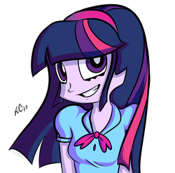 Size: 2690x2663 | Tagged: safe, artist:comikazia, twilight sparkle, equestria girls, g4, female, panty and stocking with garterbelt, solo