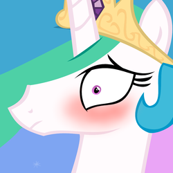 Size: 1000x1000 | Tagged: safe, princess celestia, alicorn, pony, g4, blushing, bust, embarrassed, face, female, frown, mare, solo, wide eyes