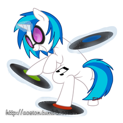 Size: 900x900 | Tagged: safe, artist:sion, dj pon-3, vinyl scratch, pony, unicorn, g4, female, grin, record, solo