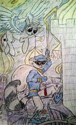 Size: 700x1142 | Tagged: safe, artist:stiopach, rainbow dash, g4, sly cooper, traditional art