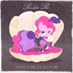 Size: 800x800 | Tagged: safe, pinkie pie, g4, burlesque, female, saloon dress, saloon pinkie, seashell, sharing, solo