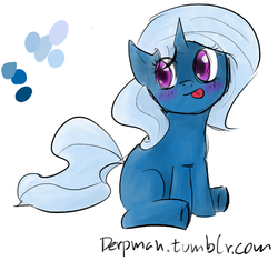Size: 618x581 | Tagged: safe, artist:hombrederp, trixie, pony, unicorn, g4, blushing, cute, female, filly, mare, solo, tongue out
