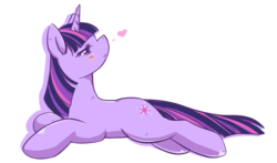 Size: 1024x601 | Tagged: dead source, safe, artist:yukandasama, twilight sparkle, g4, female, heart, lying, solo