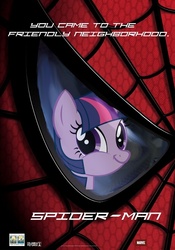 Size: 561x800 | Tagged: safe, twilight sparkle, g4, crossover, crossover shipping, female, male, marvel, meme, pun, shipping, spider-man, spidertwi, straight, twiface, wrong neighborhood