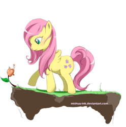 Size: 621x626 | Tagged: dead source, safe, artist:ink-desu, fluttershy, pegasus, pony, g4, female, flower, simple background, solo, transparent background