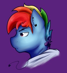 Size: 1000x1080 | Tagged: safe, artist:nolycs, rainbow dash, anthro, g4, clothes, hoodie, male, profile, rainbow blitz, rule 63, solo