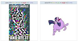 Size: 530x282 | Tagged: safe, twilight sparkle, g4, exploitable meme, juxtaposition, juxtaposition win, wat