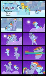 Size: 2000x3253 | Tagged: safe, artist:mlp-silver-quill, lightning dust, rainbow blaze, rainbow dash, soarin', spitfire, pegasus, pony, g4, colt, colt soarin', comic, crying, cute, dashabetes, dizzy, female, filly, filly lightning dust, filly rainbow dash, filly spitfire, mare in the moon, medal, moon, podium, younger