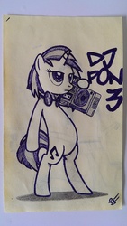 Size: 1520x2688 | Tagged: safe, artist:erikngn, dj pon-3, vinyl scratch, pony, g4, bipedal, boombox, female, solo, traditional art
