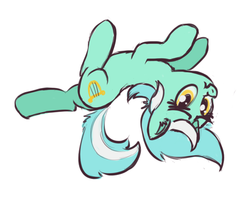 Size: 500x396 | Tagged: dead source, safe, artist:lyradical, lyra heartstrings, pony, unicorn, g4, ear fluff, female, looking at you, scrunchy face, silly, simple background, solo, upside down, white background