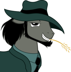 Size: 1727x1764 | Tagged: safe, artist:whimsy-floof, pony, daisuke jigen, hay stalk, lupin the 3rd, ponified, simple background, solo, straw, straw in mouth, transparent background, vector