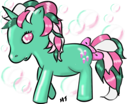 Size: 1140x934 | Tagged: safe, artist:missfaline, fizzy, g1, bubble, female, solo