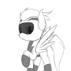 Size: 2600x2600 | Tagged: safe, artist:flashiest lightning, oc, oc only, pegasus, pony, helmet, monochrome, racer, racing suit, solo