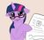 Size: 631x564 | Tagged: safe, artist:apple-707, artist:c0nker, twilight sparkle, pony, unicorn, g4, female, floppy ears, glasses, implied facehoof, implied facepalm, mare, newspaper, reaction image, simple background, solo, tommy lee jones