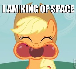 Size: 384x348 | Tagged: safe, applejack, g4, eyes closed, female, image macro, solo, wat