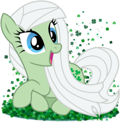 Size: 3000x3000 | Tagged: safe, artist:sunley, minty (g1), earth pony, pony, g1, g4, clover, cute, female, g1 mintabetes, g1 to g4, generation leap, mare, open mouth, open smile, simple background, smiling, solo, transparent background