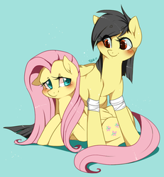 Size: 605x656 | Tagged: safe, artist:mr-tiaa, fluttershy, oc, oc:banana scent, g4, bananashy, blushing, canon x oc, female, lesbian, shipping